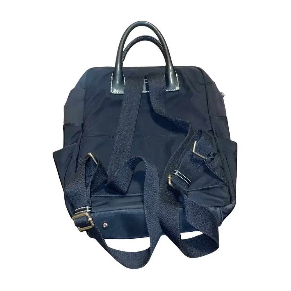 Frances Valentine Casey Nylon Backpack Bag Leather Handles Laptop Travel Tote